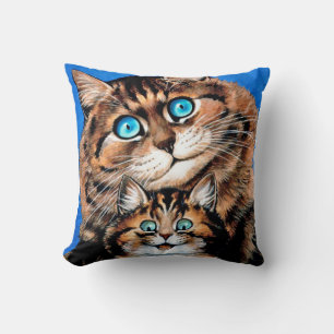 Funny Cat and Kitten, Louis Wain Throw Pillow