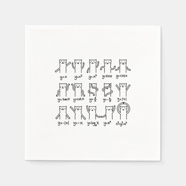 Funny Cat And Math, Cat And Algebra Lover, Funny C Napkin (Front)