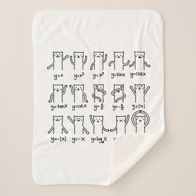 Funny Cat And Math, Cat And Algebra Lover, Funny C Sherpa Blanket (Front)