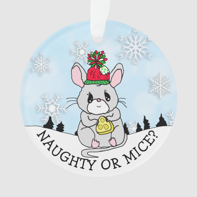 Funny Cat and Mouse Christmas Ornament (Front)