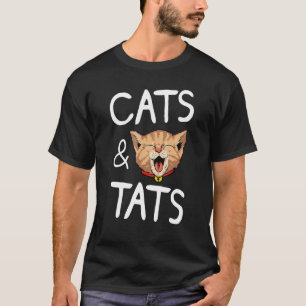 Funny Cat and Tattoo Graphic Women and Men Cat Ow T-Shirt