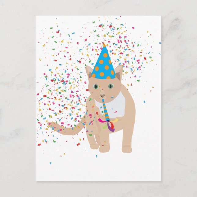 Funny Cat Animals Having a Party  Holiday Postcard (Front)