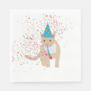 Funny Cat Animals Having a Party Napkin