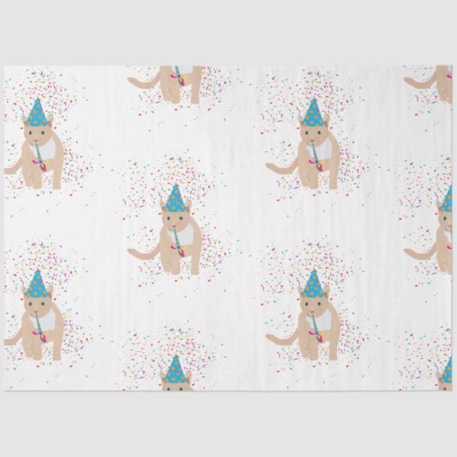 Funny Cat Animals Having a Party Tissue Paper (Front)