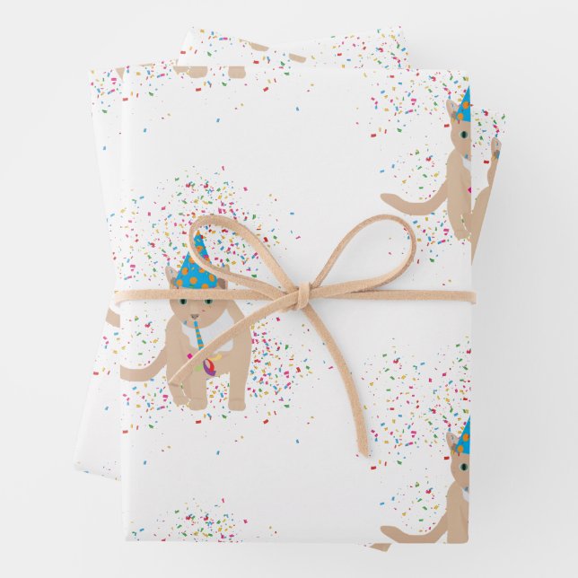 Funny Cat Animals Having a Party  Wrapping Paper Sheet (In situ)