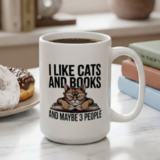 Funny Cat Antisocial Kitty Introvert Book Lover Coffee Mug