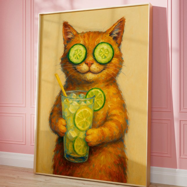 Funny Cat art, Funny Relaxing Cat Poster (Funny cat art, Cat Lover Poster)