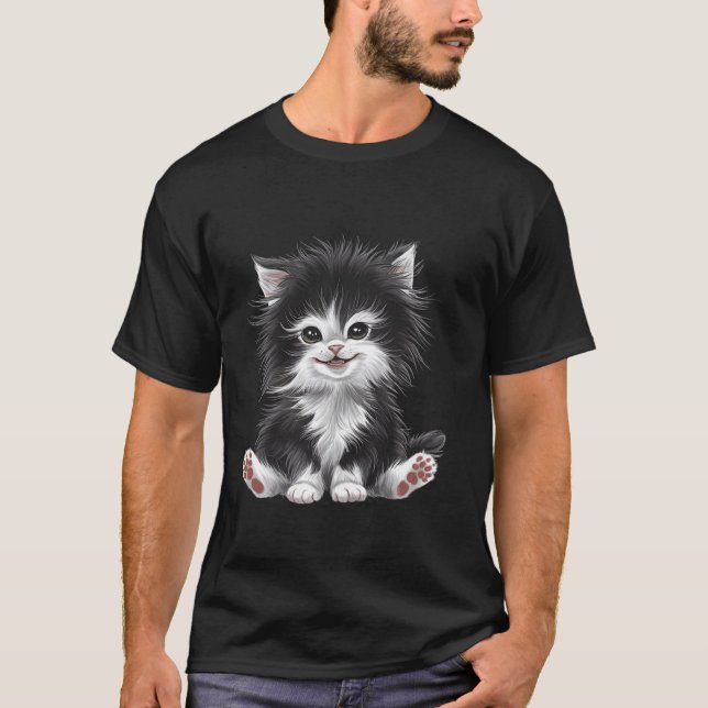 funny cat art print T-Shirt (Front)