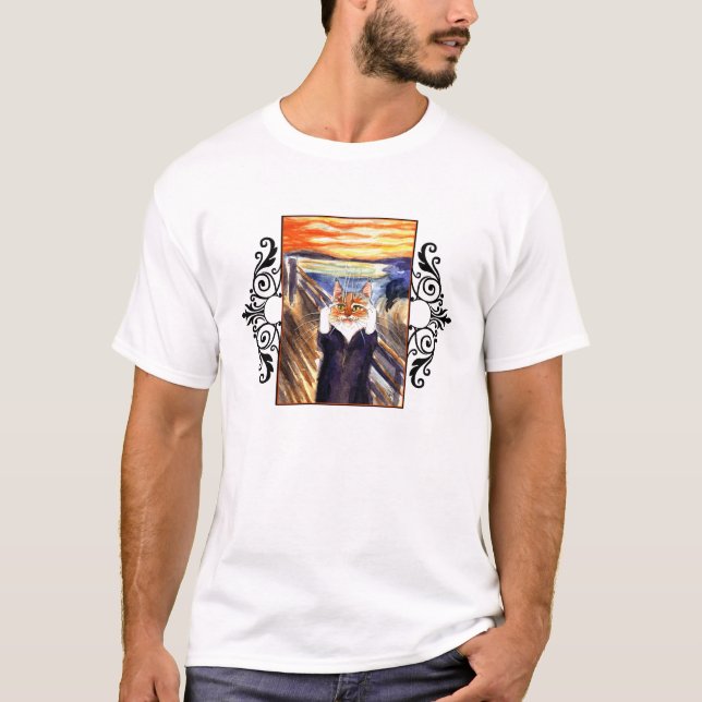 Funny cat art - The Scream tee shirt (Front)