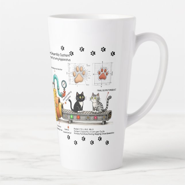 Funny Cat Assembly Machine Latte Mug (Right)