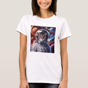 Funny Cat Astronaut In Space T-Shirt