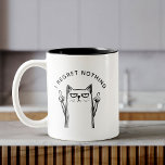 Funny Cat Attitude Sarcastic Humour Trendy Quote Two-Tone Coffee Mug<br><div class="desc">Start your day with a dose of sarcasm! This funny grumpy cat mug flipping double middle fingers says,  "I regret nothing." Perfect for coffee,  chaos,  and cat lovers who embrace attitude. Great gift,  pure mood! 😼☕</div>
