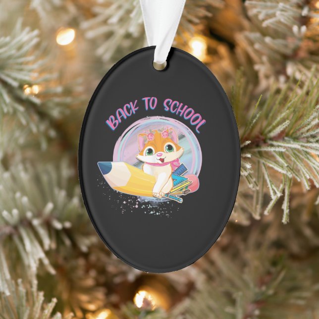 Funny Cat Back To School Ornament (Tree)