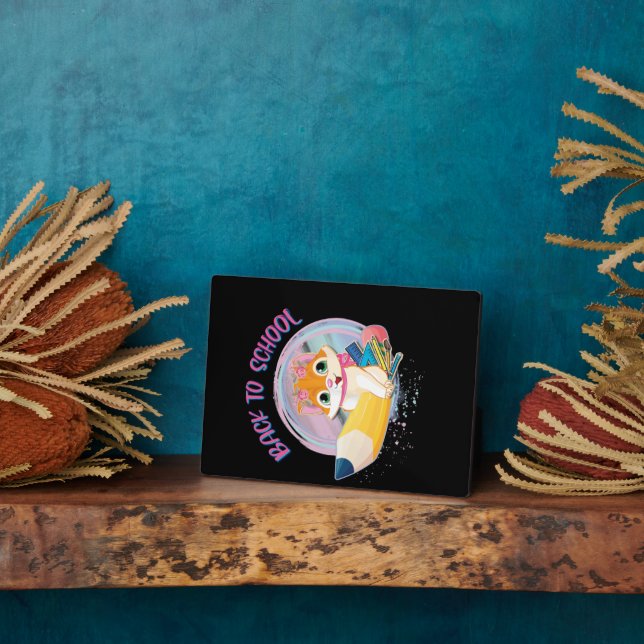 Funny Cat Back To School Plaque (Side)