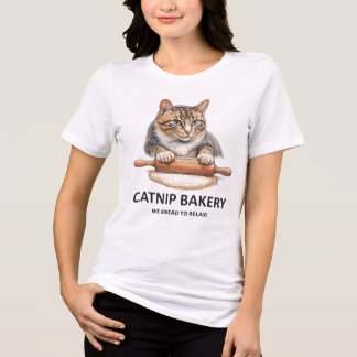 Funny Cat Baker T-Shirt 😺 “Catnip Bakery” | Cute Tri-Blend Shirt