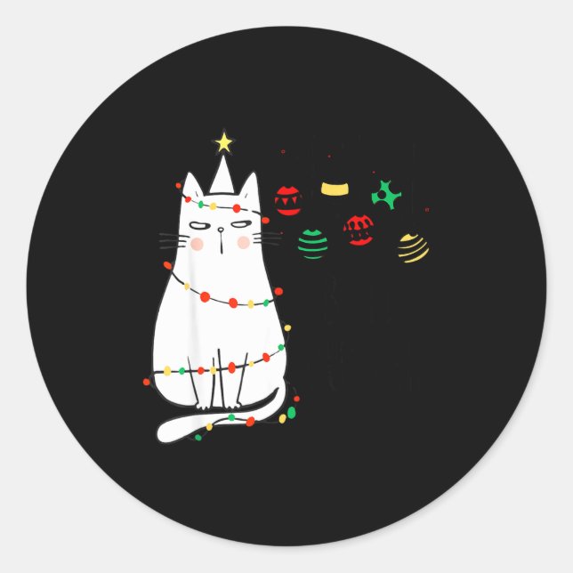 Funny Cat Ball Buster Christmas Humor  Classic Round Sticker (Front)