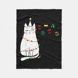 Funny Cat Ball Buster Christmas Humor  Fleece Blanket