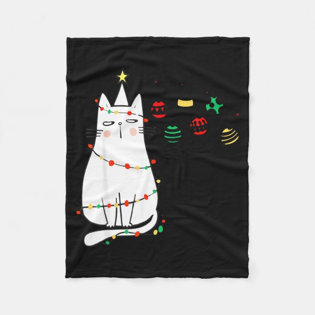 Funny Cat Ball Buster Christmas Humor  Fleece Blanket (Front)