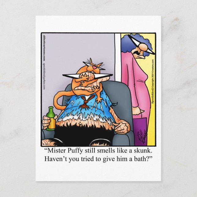 Funny Cat Bath Time Humour Postcard (Front)