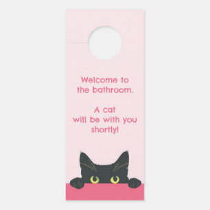 Funny Cat Bathroom Door Hanger