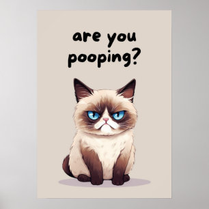 Funny Cat Bathroom Humour Poster