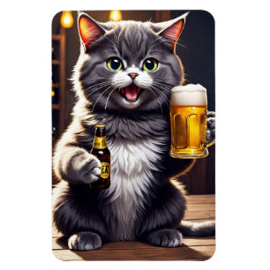 Funny Cat Beer Magnet - Refrigerator Joke Gift