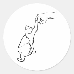 Funny Cat Best Friend Fist Bump Cat Lover  Classic Round Sticker