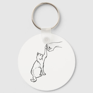 Funny Cat Best Friend Fist Bump Cat Lover Keychain