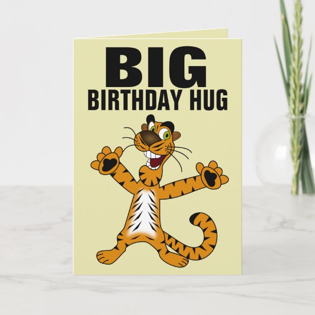 FUNNY CAT BIG HUG BIRTHDAY GREETING CARDS (Front)