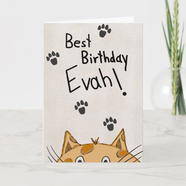 Funny Cat Birthday Card, From the Cat Card (Front)