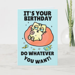 FUNNY CAT BIRTHDAY DONUT Greeting Card