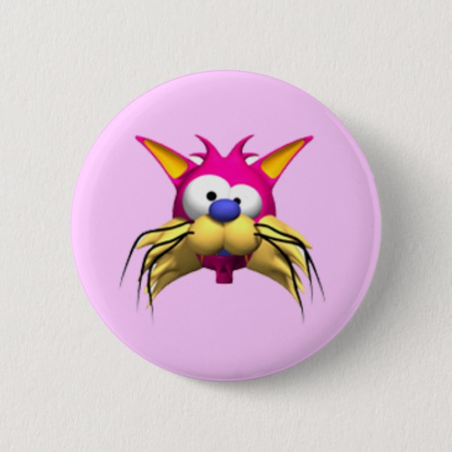 Funny Cat Birthday Party Button (Front)