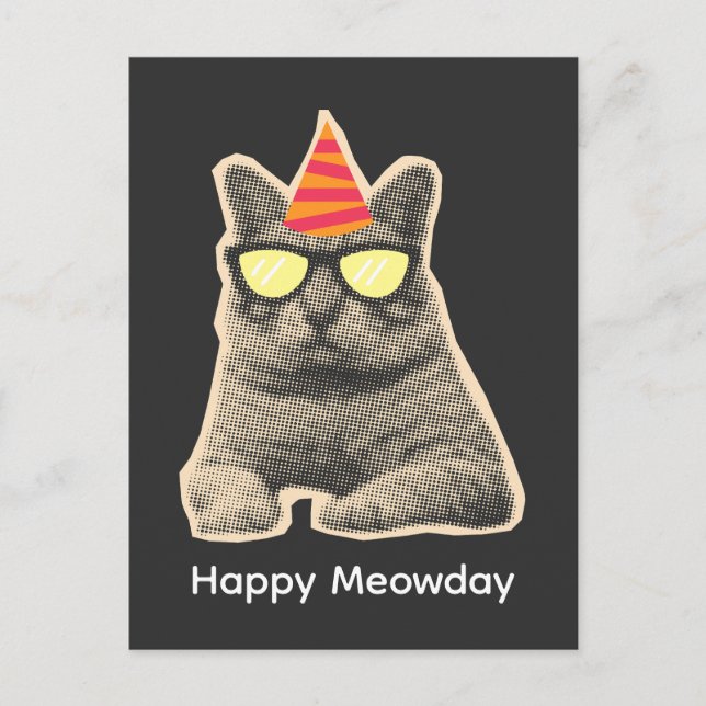 Funny cat birthday postcard (Front)