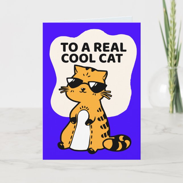 FUNNY CAT BIRTHDAY SUNGLASSES GINGER Greeting Card (Front)