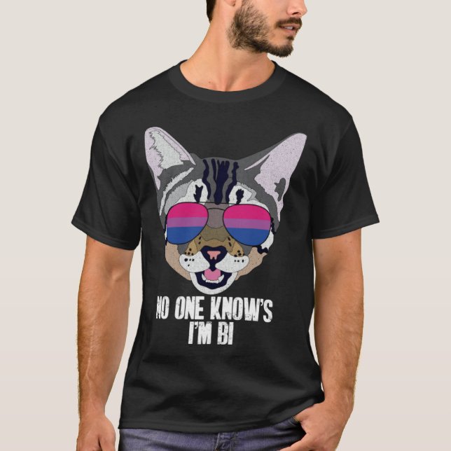 Funny Cat Bisexual Pride No One Knows I'm Bi T-Shirt (Front)