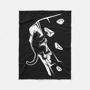 Funny cat bouldering rock climbing cat  fleece blanket
