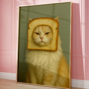 Funny Cat Bread Surreal Aesthetic Wall Art Print