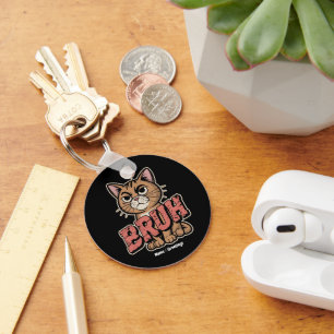 Funny Cat Bruh Meme Graphic Humour Cat Lover Gift Keychain