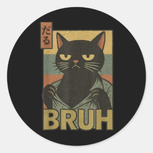Funny Cat Bruh Teen Boys Girls Men Women Meme Japa Classic Round Sticker