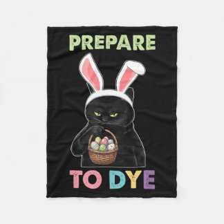 Funny Cat Bunny Ears Prepare to Dye Easter Egg Fleece Blanket