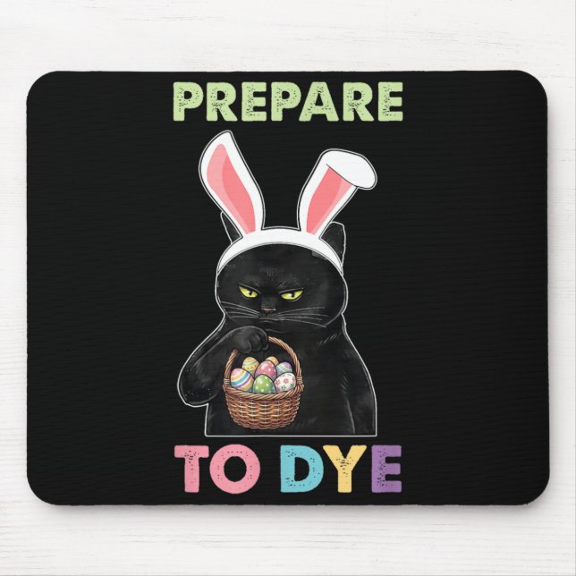 Funny Cat Bunny Ears Prepare to Dye Easter Egg Mouse Pad (Front)