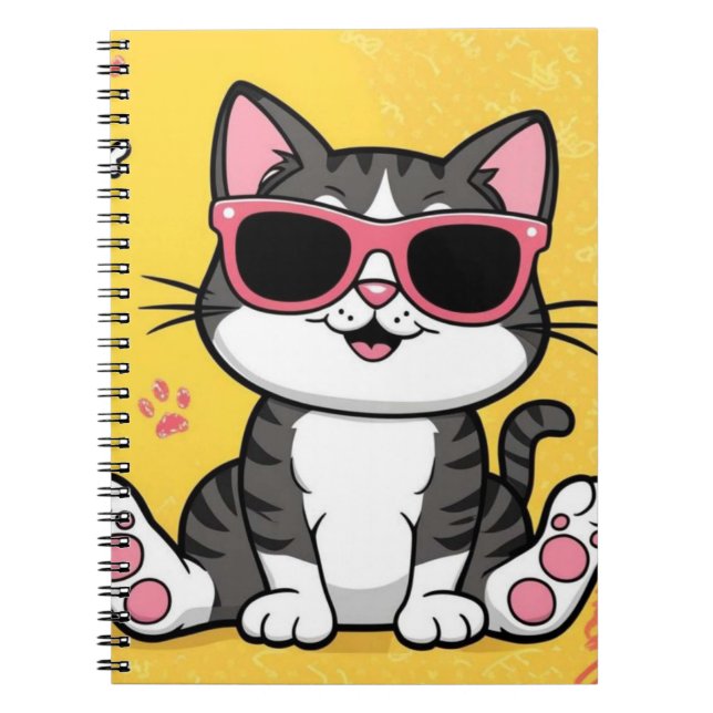 Funny Cat carnet Cartoon chat avec lunettes de sol (Devant)