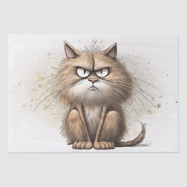 Funny Cat Cartoon Tissue Paper (Front)