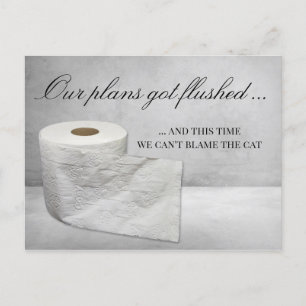 Funny Cat Change the Date Wedding Postpone Announcement Postcard