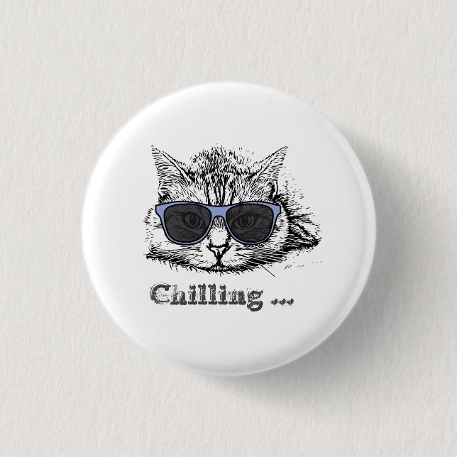 Funny Cat Chilling With Cute Sunglasses       1 Inch Round Button (Front)