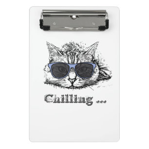 Funny Cat Chilling With Cute Sunglasses           Mini Clipboard