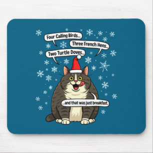 Funny Cat Christmas Carol Meme Merch Santa Hat Kit Mouse Pad
