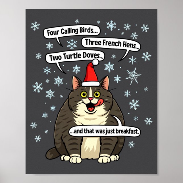 Funny Cat Christmas Carol Meme Merch Santa Hat Kit Poster (Front)