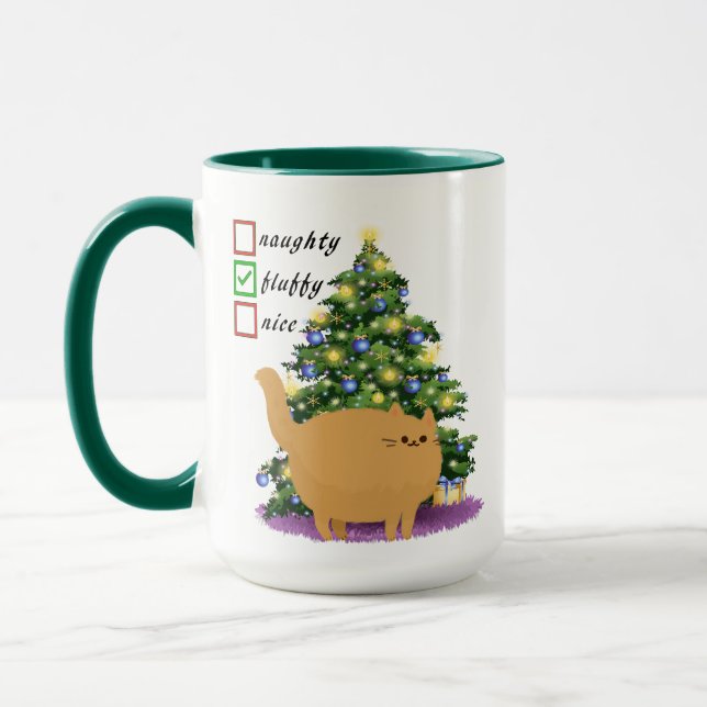 Funny Cat Christmas Checklist Mug (Left)