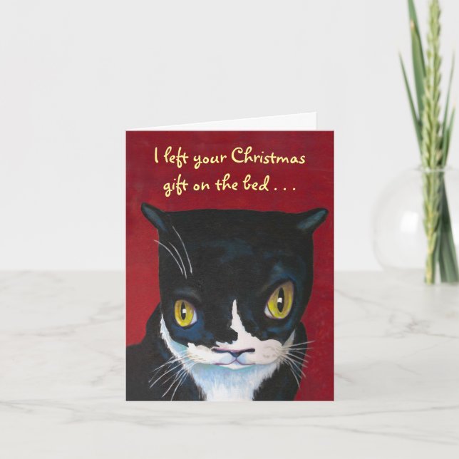 Funny Cat Christmas Holiday Card (Front)